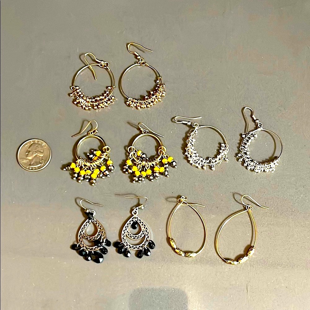 Bundle of Gold  and Silver Hoop Earrings Set